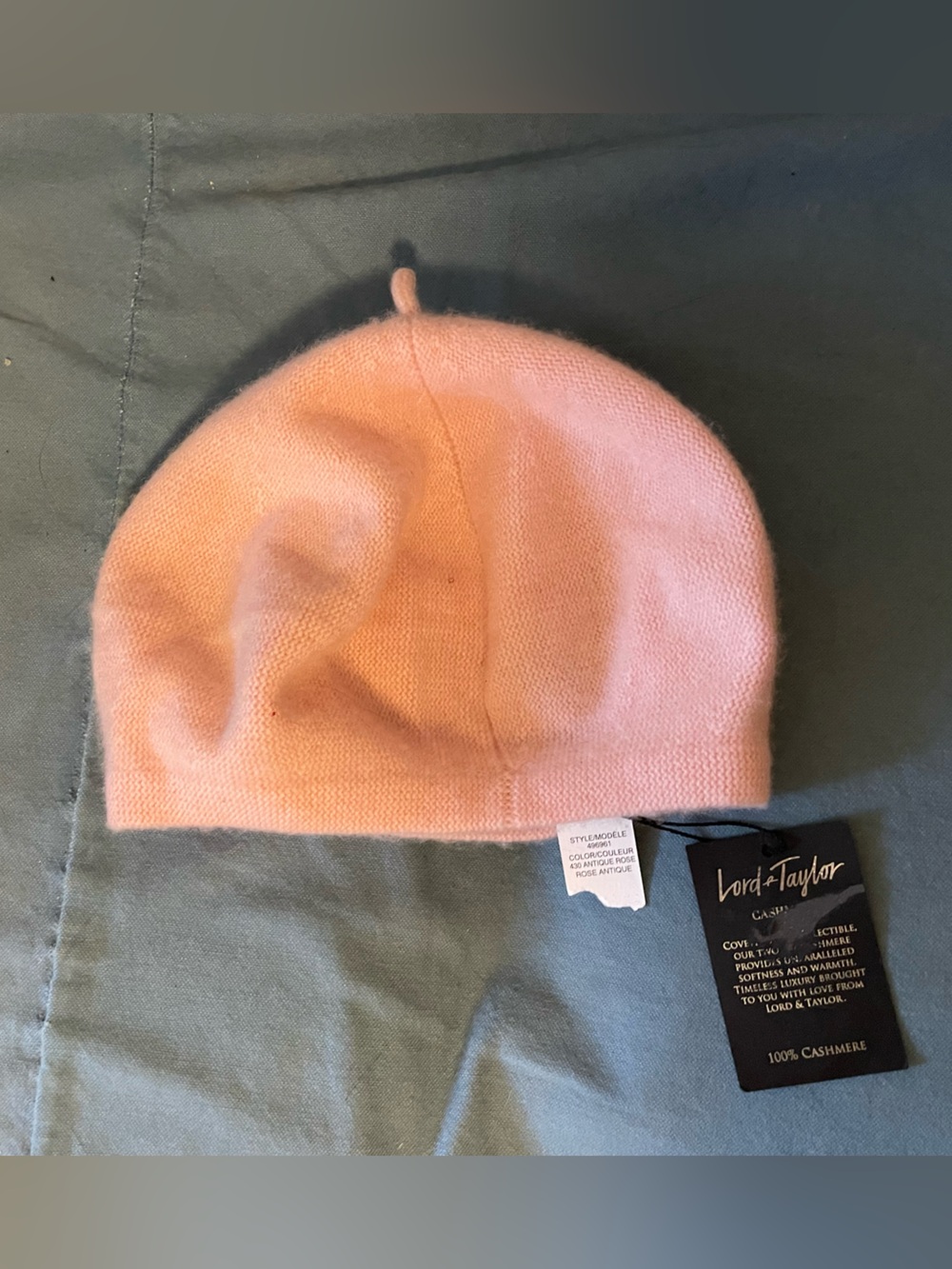 Pink 100% Cashmere Beanie, NWT